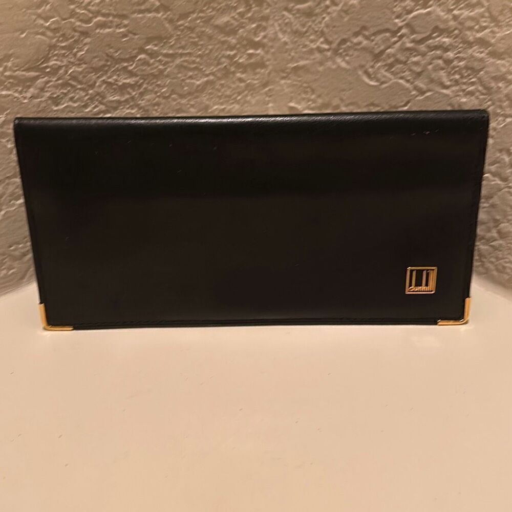 Dunhill Bifold Long Wallet Black Leather Minimalist Contemporary Professional